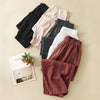 Women's Harem Pants Cotton Linen Cropped Trousers With Pockets