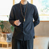 Men's Linen Tang Suit Shirt with Frog Buttons, Long Sleeve