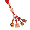 Enamel Charm Keychain with Chinese Characters and Beads