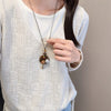 Geometric Wood Pendant Necklace, Handmade Resin Charm