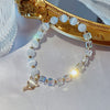 Crystal and Cat's Eye Charm Bracelet with Star, Moon and Flower Beads