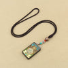 Tibetan Thangka Pendant Necklace, Ebony Wood Rope