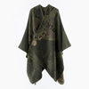 Koi Fish Pattern Poncho Shawl, Warm Faux Cashmere Wrap