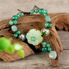 Green Luck Dangling Flower Bracelet, Agate Beads
