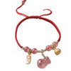 Strawberry Quartz Braided Red String Bracelet with Charm