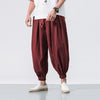 Men's Linen Harem Pants With Drawstring Waist And Pockets