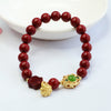 Cinnabar Rose Bracelet with Gold-Tone Accents