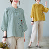 Embroidered Cotton Linen Top and Pants Set
