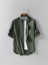 Men's Summer Solid Linen-Blend Shirt