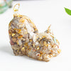 Resin Cat Figurine with Crystal Gravel, Desk Decor