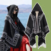 Hooded Knit Shawl Wrap, Tibetan Border Travel Poncho