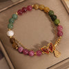 Colorful Tourmaline Butterfly and Gourd Charm Bracelet