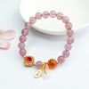 Purple Chalcedony Bracelet with Candy Agate and Peace Buckle Charm