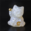 Lucky Cat Crystal Figurine, Resin Decor