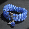 Cat Eye Triple Wrap Bracelet with Lucky Cat Charm