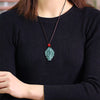 Natural Blue Water Jade Nine Tailed Fox Pendant Necklace