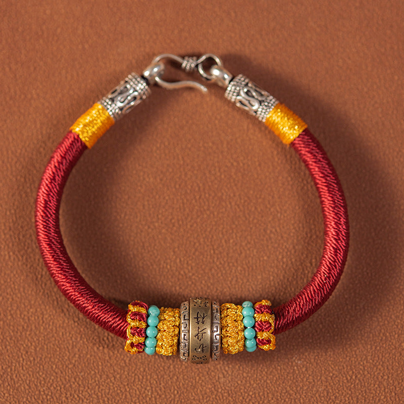 Handmade King Kong Knot Bracelet with Mantra Charm