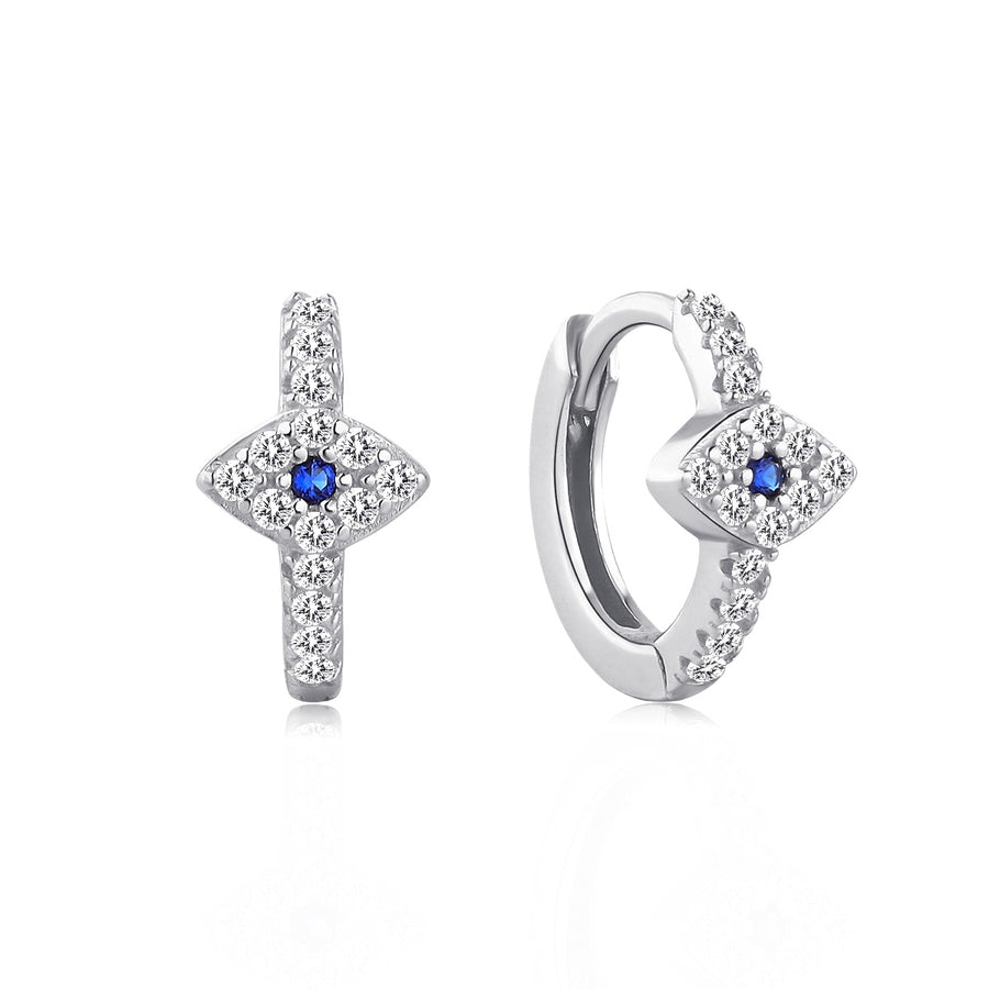 925 Sterling Silver Cross and Eye Hoop Earrings with Zircon