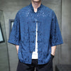 Men's Ice Silk Tang Suit Shirt with Frog Buttons and Pockets