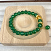 Green Agate Bracelet with Gold-Tone Snake Charm