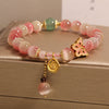 Gradient Pink Cat's Eye Bracelet with Butterfly Charm