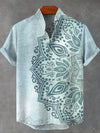 Men's Linen Short Sleeve Shirt with Mandala Print