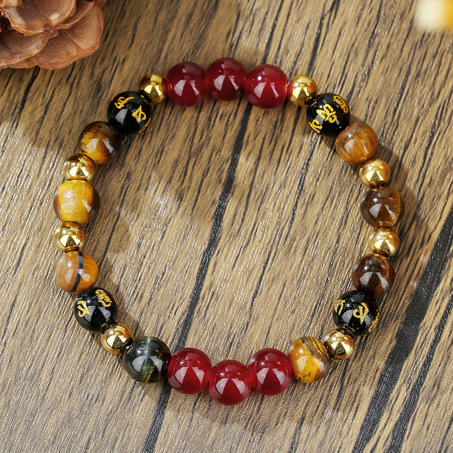 Tiger Eye and Crystal Bead Bracelet for Prosperity
