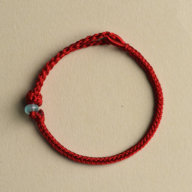 Red String Balance Bracelet with Jade Bead