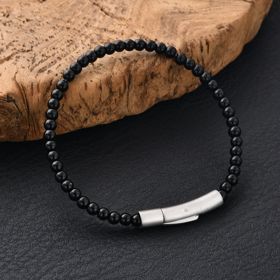 Stainless Steel Stone Bead Bracelet for Men and Women