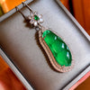 Fortune Bean Green Chalcedony Pendant Necklace