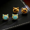 Cat Stud Earrings with Turquoise or Tiger Eye Stones