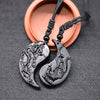 Black Obsidian Yin Yang Dragon Phoenix Necklace Pendant