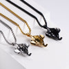 Gold-tone stainless steel elephant head pendant on a box chain