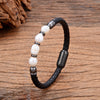 Handmade Irregular Pearl Leather Bracelet with Steel Buckle
