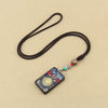 Tibetan Thangka Pendant Necklace, Ebony Wood Rope