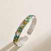 Floral Enamel Heart Sutra Cuff Bracelet