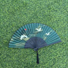 Bamboo Folding Fan with Crane and Cloud Print, 22cm