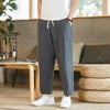 Men's Cotton Linen Pants With Pockets Summer Loose Casual Trousers