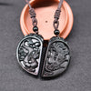 Black Obsidian Yin Yang Dragon Phoenix Necklace Pendant