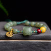 Tiger Jade Bracelet with Cinnabar and Amber