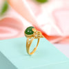 Gourd Ring with Green Jade and Gold Plating