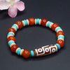 Nine-Eye Dzi Bead Black Agate Bracelet