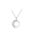 Sterling Silver Koi Fish and Peace Buckle Necklace with White Stone