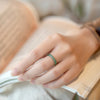 Natural Jade Prosperity Abundance Ring - Bean Green Stone Band