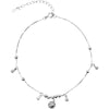 925 Sterling Silver Bell Anklet with Geometric Charm