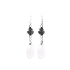 Silver tone earrings with gourd charms and white chalcedony drops