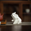 White Ceramic Elephant Statue for Home Desk Decoration
