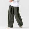 Men's Wide Leg Pants Solid Color Corduroy Trousers With Pockets