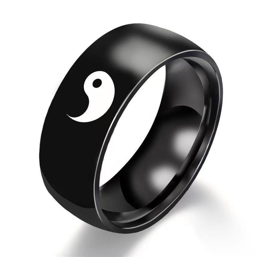 Yin Yang Balance Titanium Steel Couple Ring
