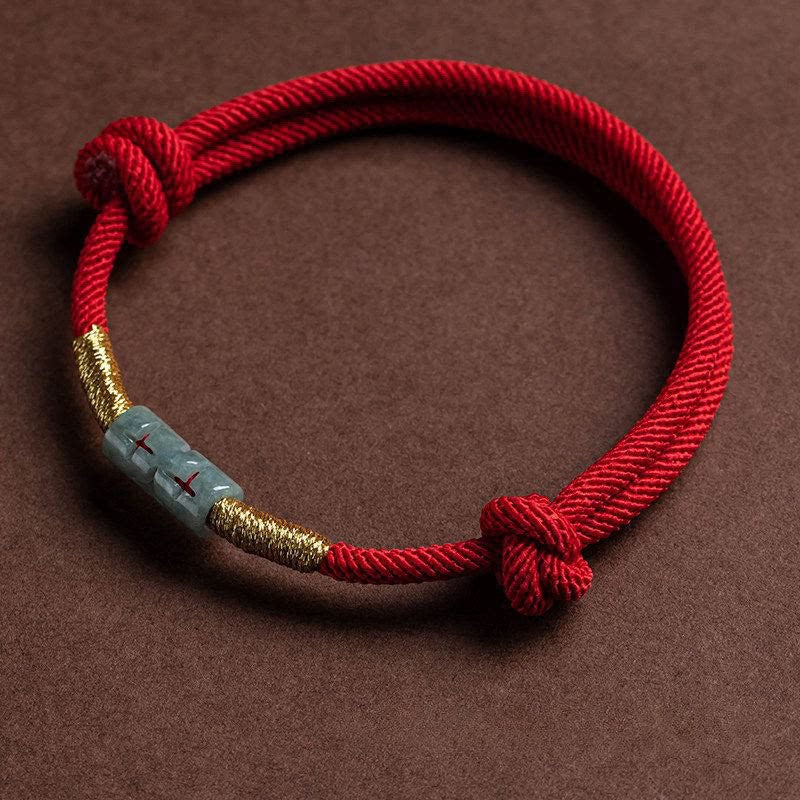 Red String Luck Rope Bracelet with Knot and Bead